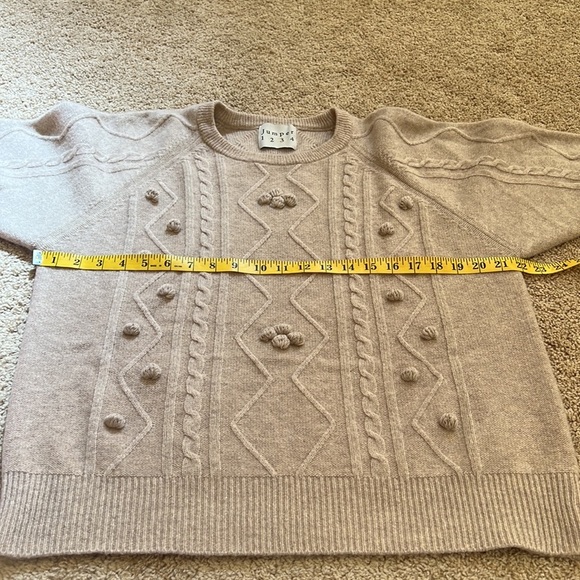 Jumper 1234 cashmere buff short sleeve Aran crew hand applied bobbles sweater. - Picture 13 of 13